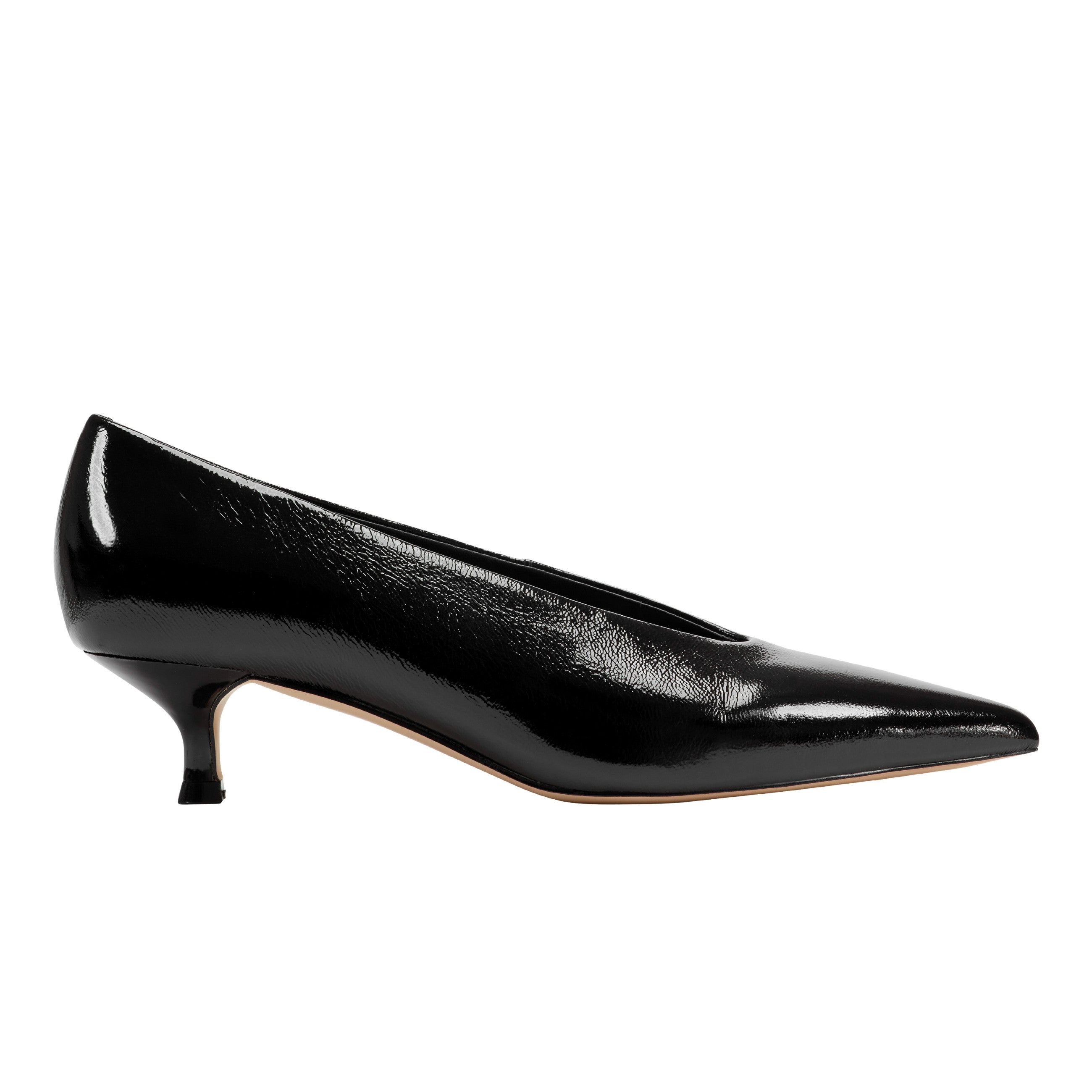 Cecile Kitten Heel Pump - Black Patent Leather