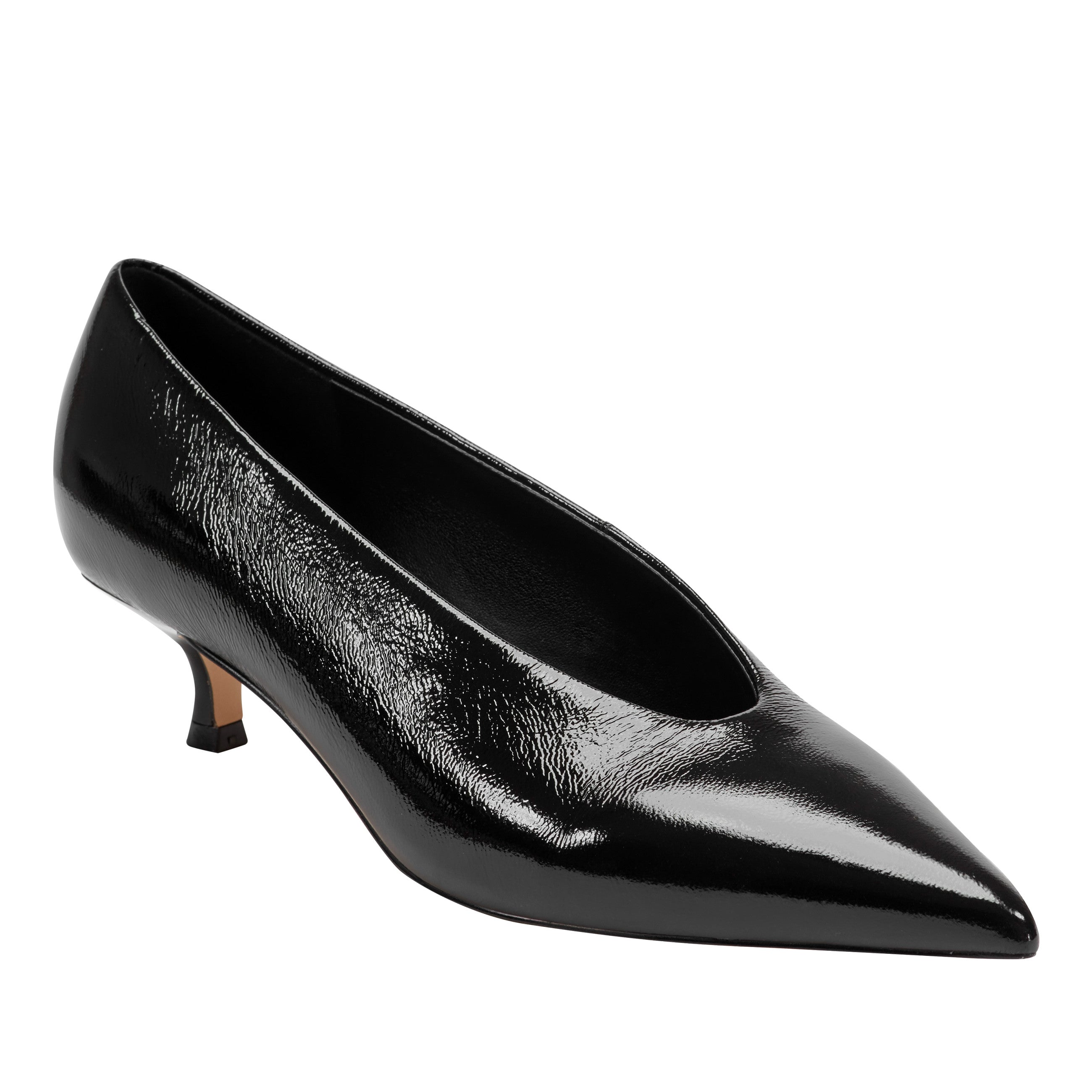 Cecile Kitten Heel Pump - Black Patent Leather