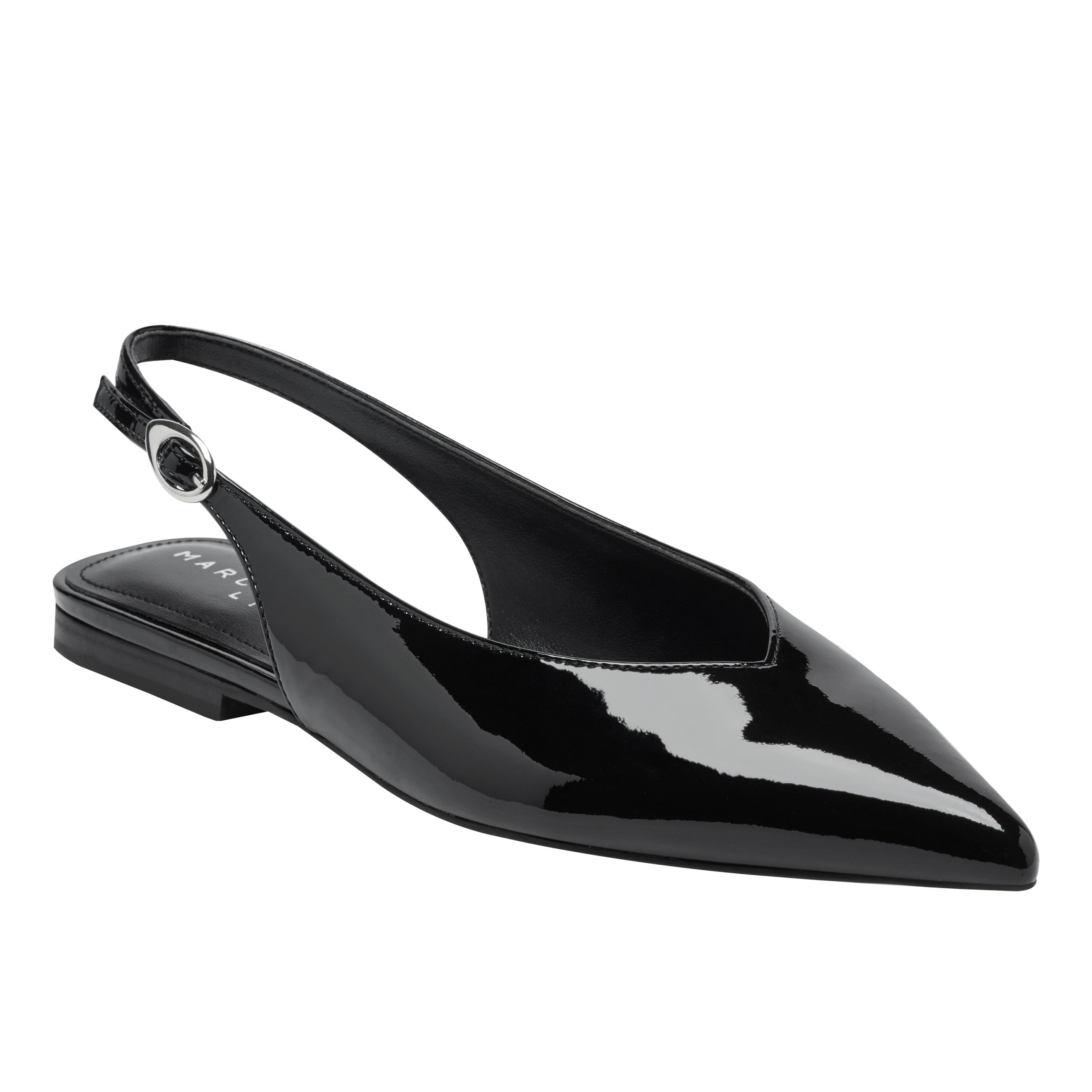Gabra Slingback Flat - Black Patent Leather