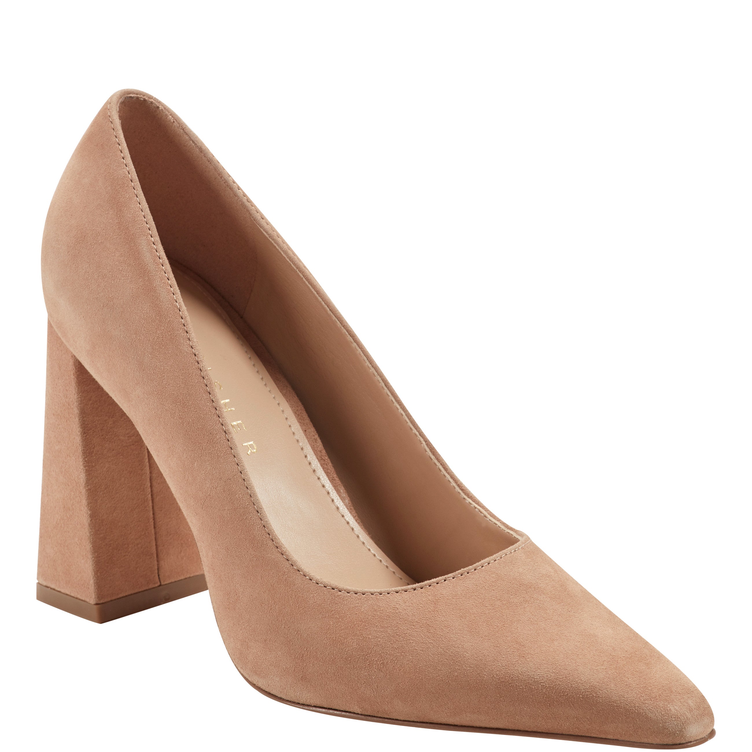 Minny Block Heel Pump - Medium Natural Suede