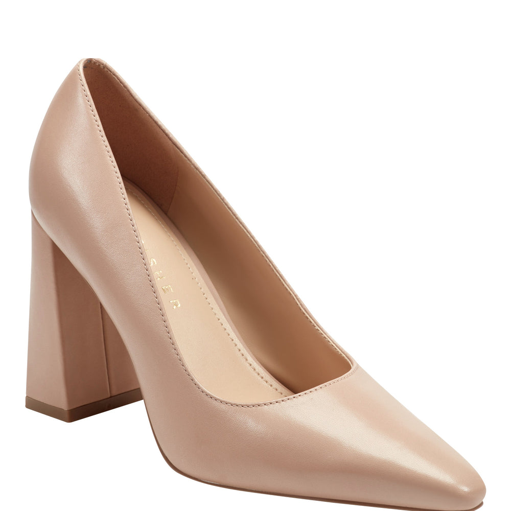 Minny Block Heel Pump - Natural Patent