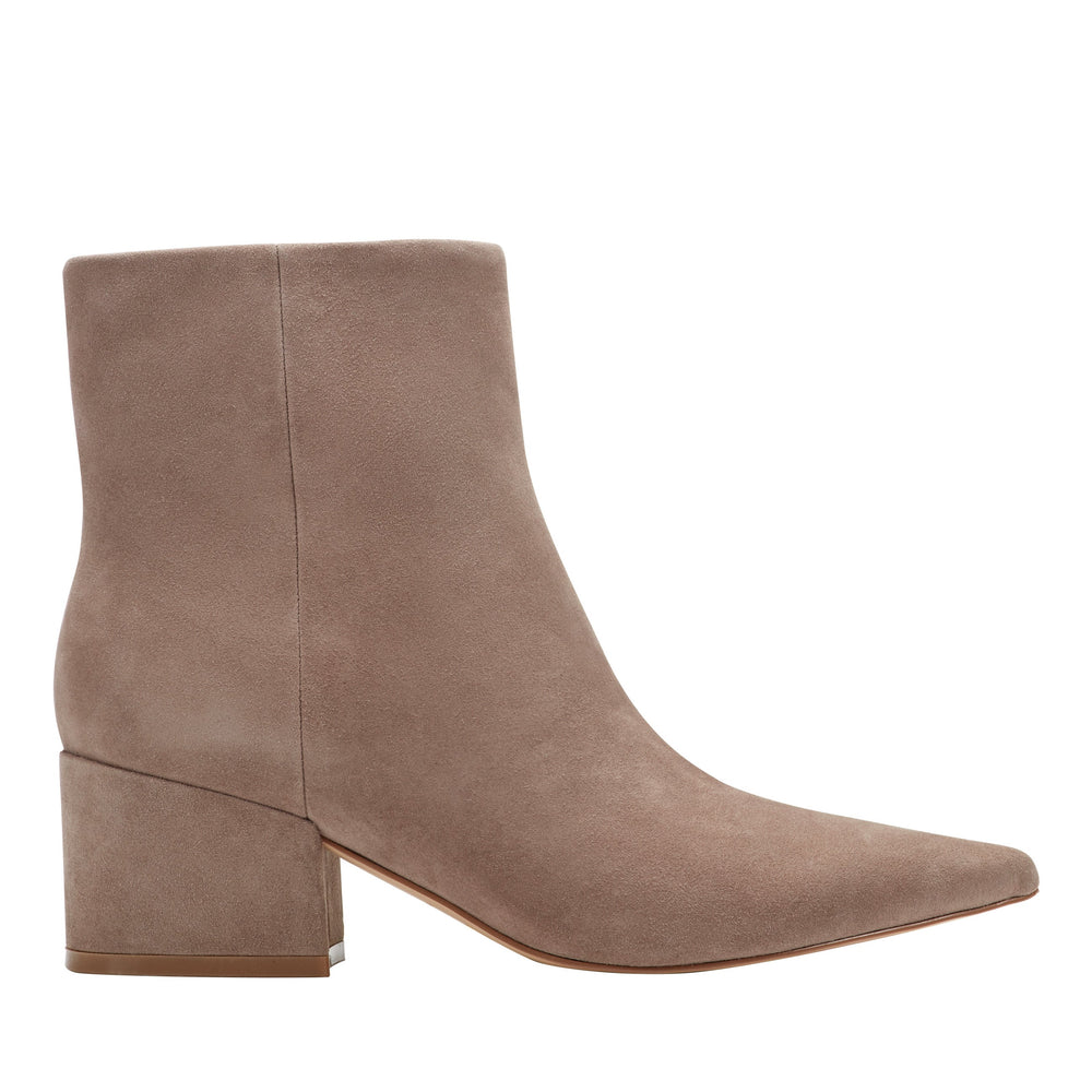Alfie Block Heel Ankle Bootie - Taupe Suede