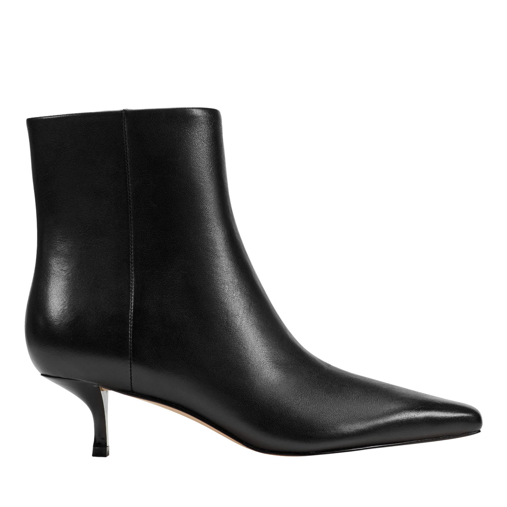 Kiona Kitten Heel Ankle Bootie - Black Leather