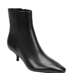 Kiona Kitten Heel Ankle Bootie - Black Leather