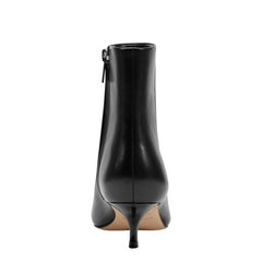 Kiona Kitten Heel Ankle Bootie - Black Leather