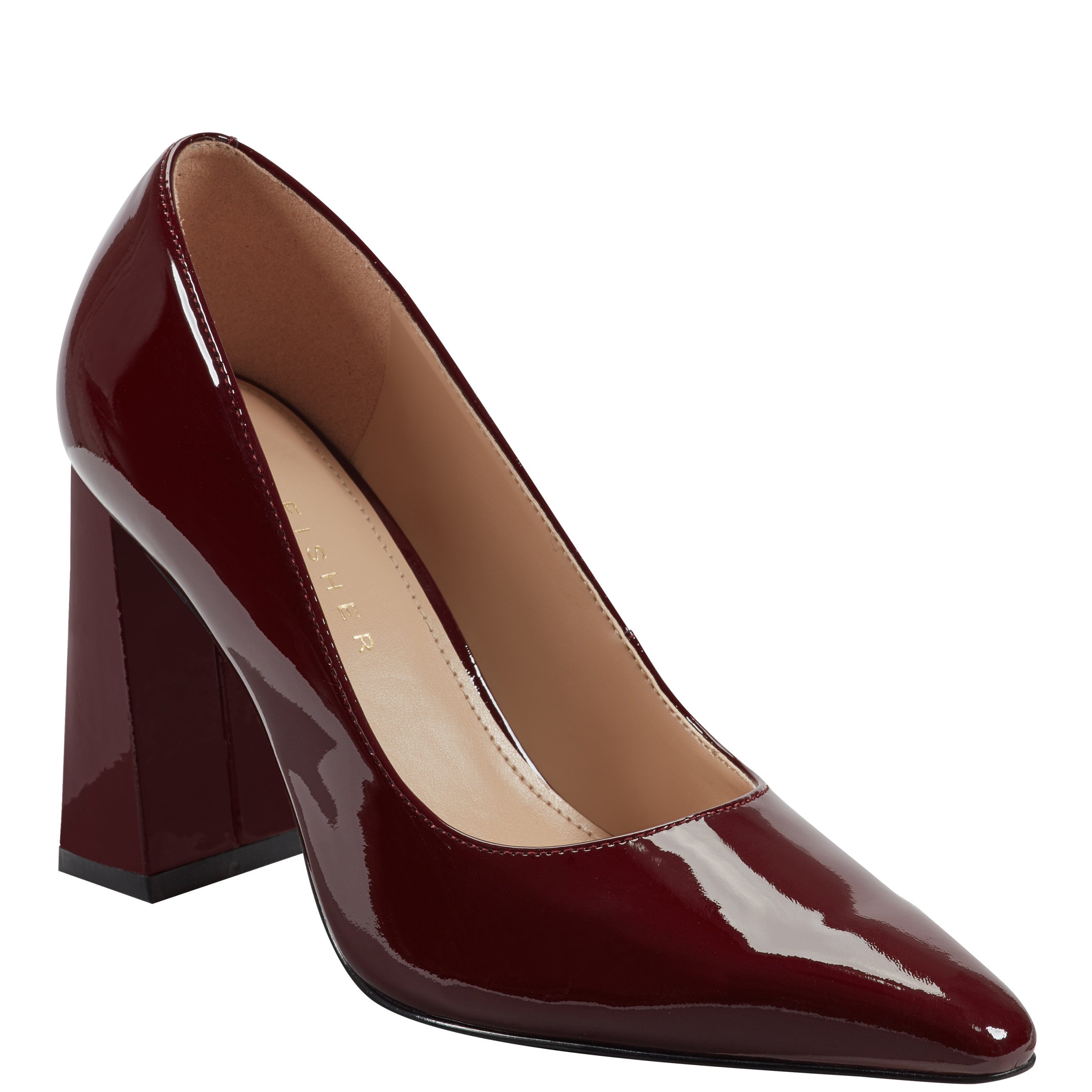 Minny Block Heel Pump - Merlot Patent