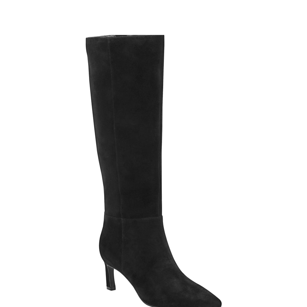Lucinda Kitten Heel Boot - Black Suede