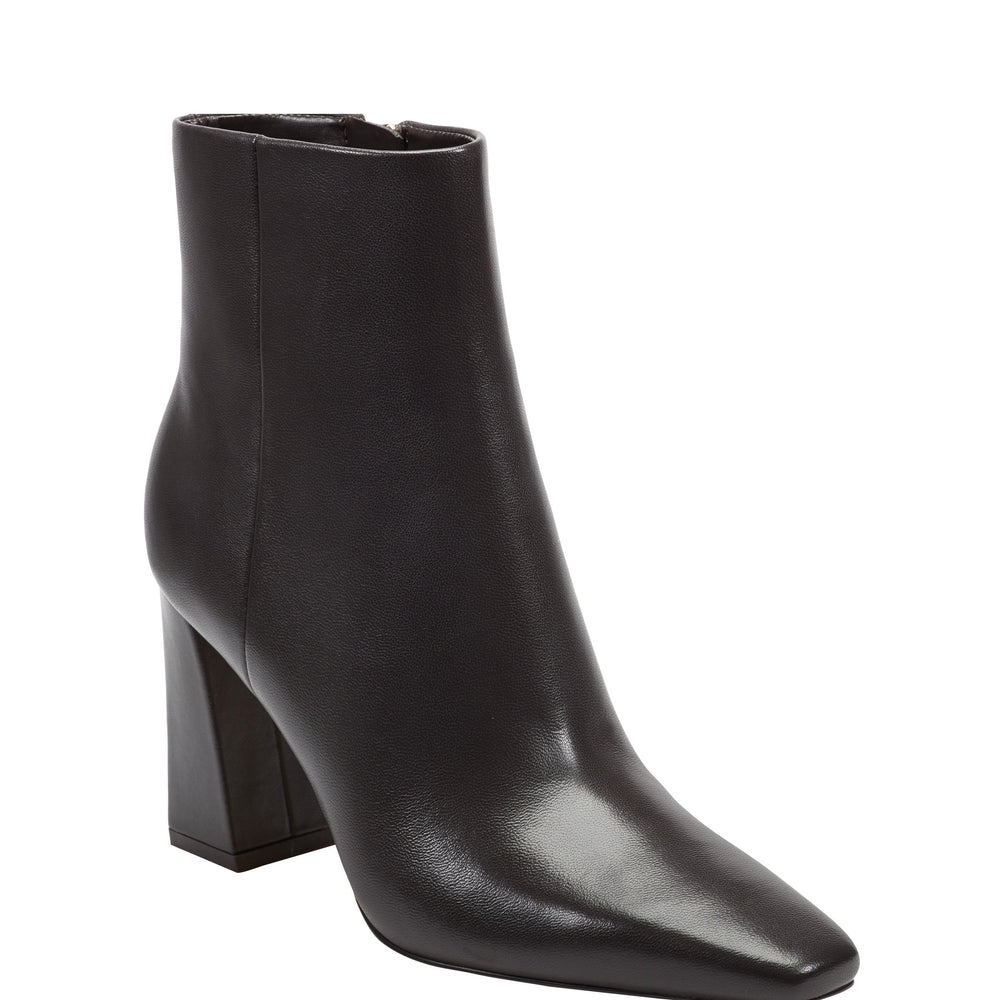 Novella Block Heel Ankle Bootie - Dark Brown Leather