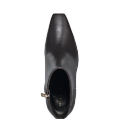 Novella Block Heel Ankle Bootie - Dark Brown Leather