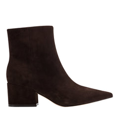 Alfie Block Heel Ankle Bootie - Dark Brown Suede