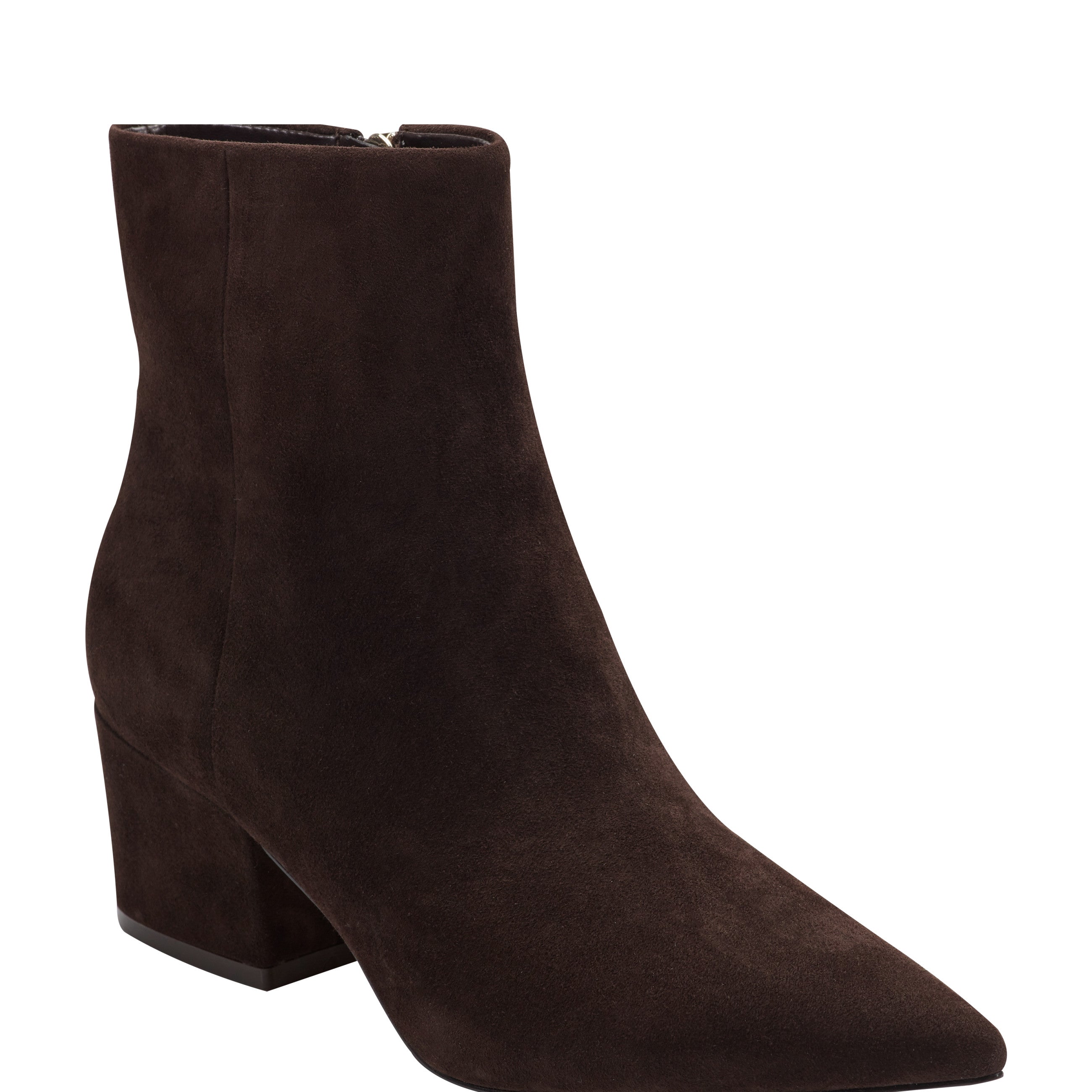 Alfie Block Heel Ankle Bootie - Dark Brown Suede