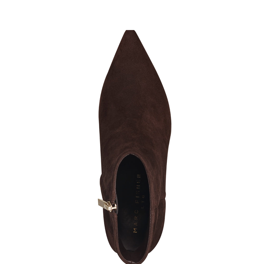 Alfie Block Heel Ankle Bootie - Dark Brown Suede