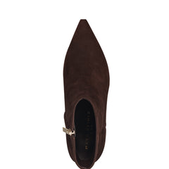 Alfie Block Heel Ankle Bootie - Dark Brown Suede