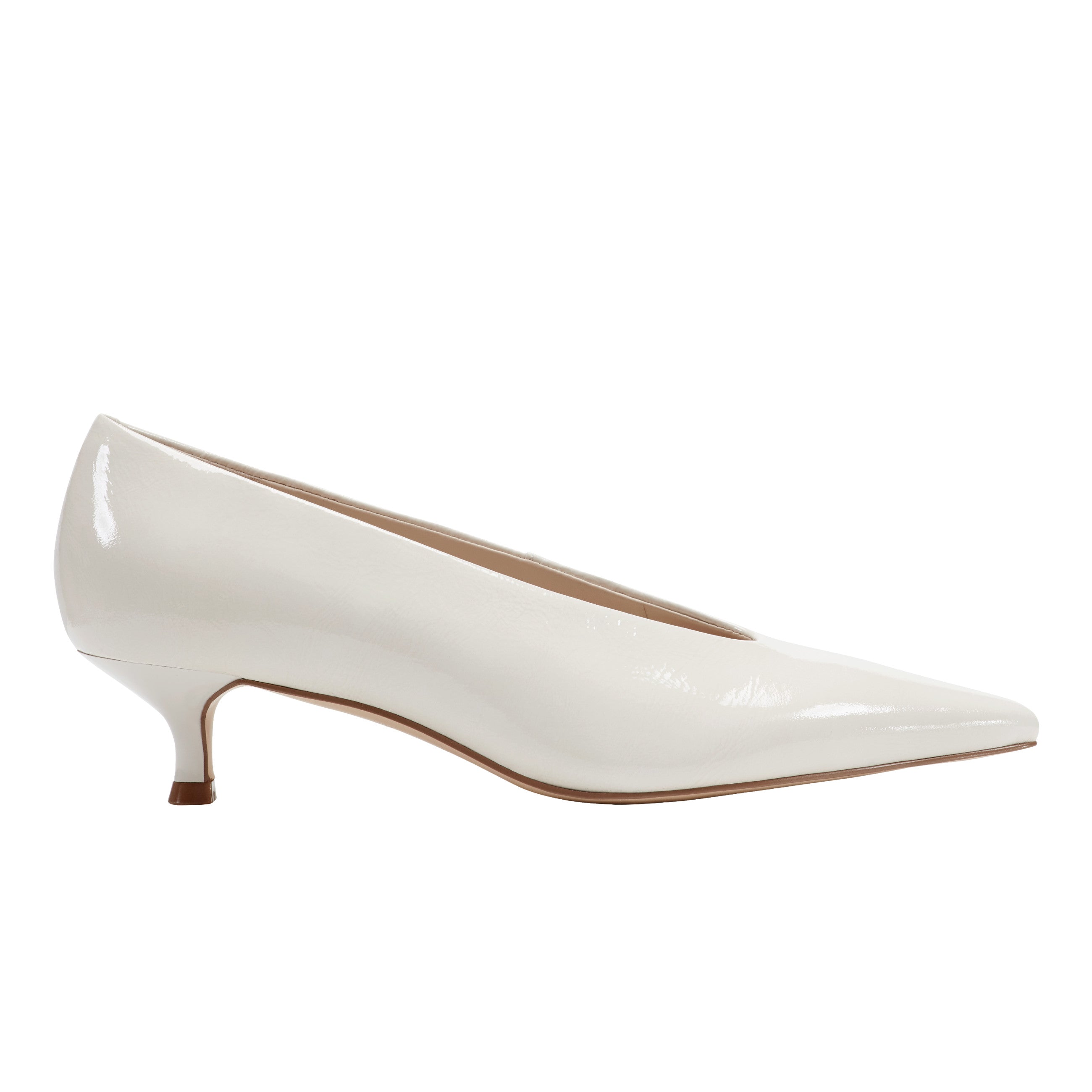 Cecile Kitten Heel Pump - White Patent Leather