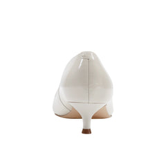 Cecile Kitten Heel Pump - White Patent Leather