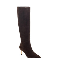 Sabrina Wide Calf Boot - Dark Brown Suede