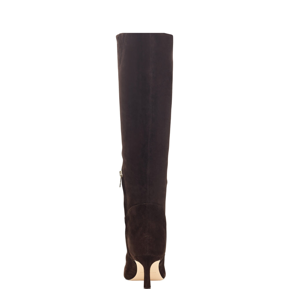 Sabrina Wide Calf Boot - Dark Brown Suede