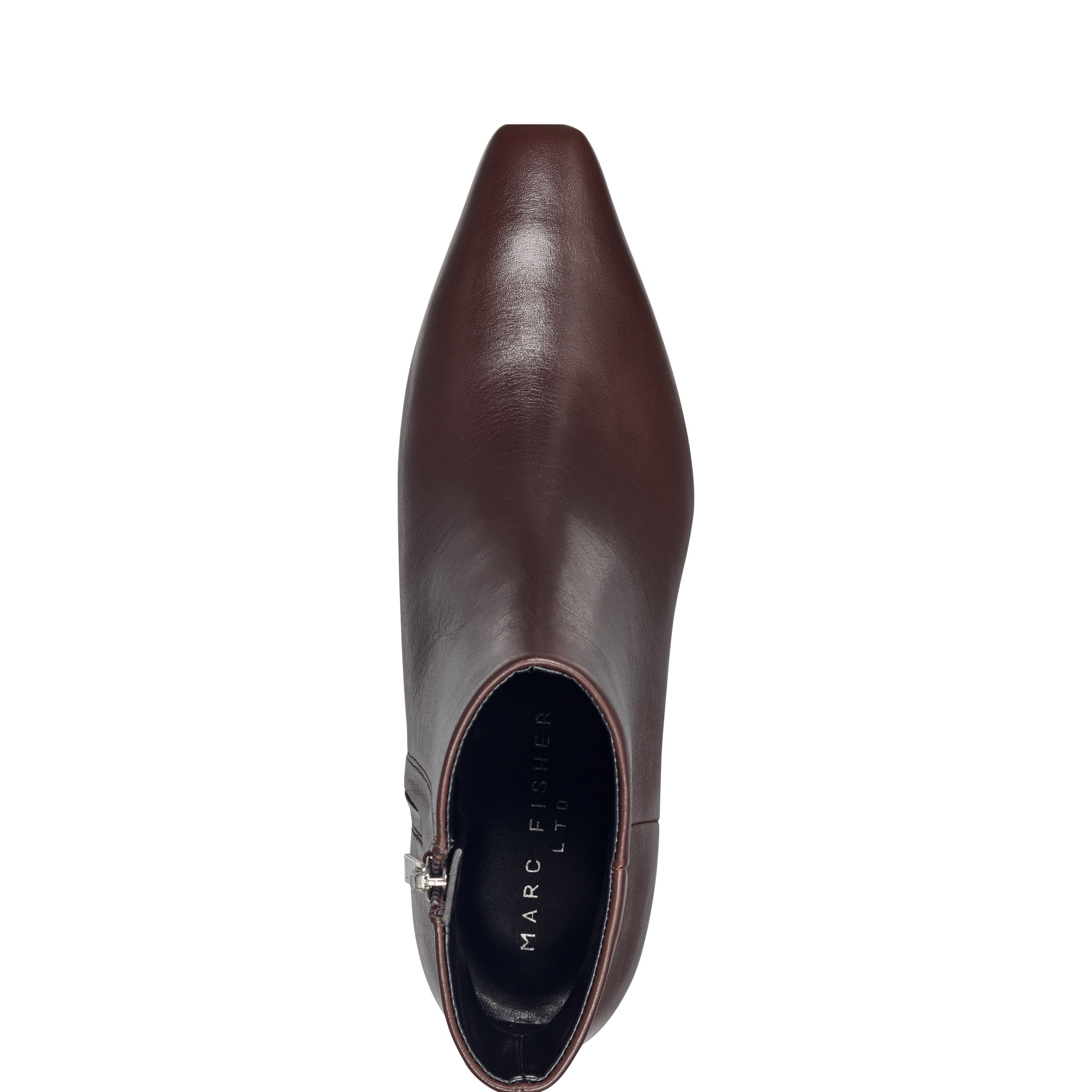 Kiona Kitten Heel Ankle Bootie - Dark Brown Leather